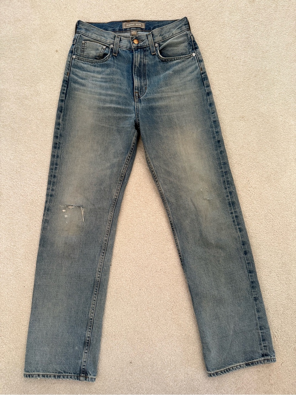 Point Sur Denim Jeans 25 Vintage 90s Y2K Straight Leg Distressed Medium Blue